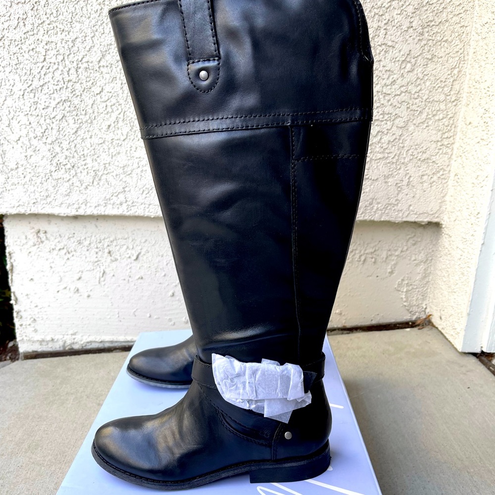 NWOB MARC FISHER AMBER BLACK BOOTS WIDE CALF